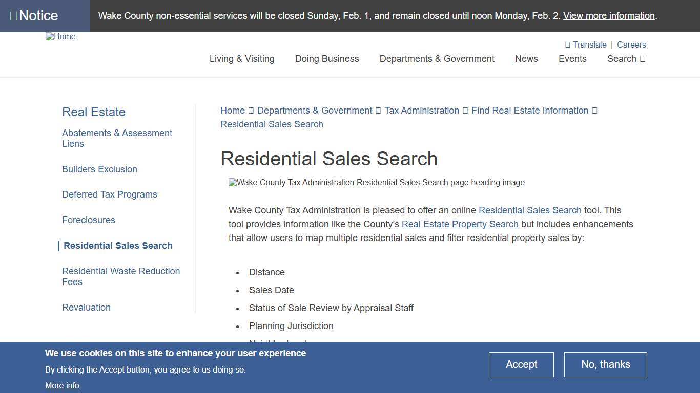 Residential Sales Search Wake County Government