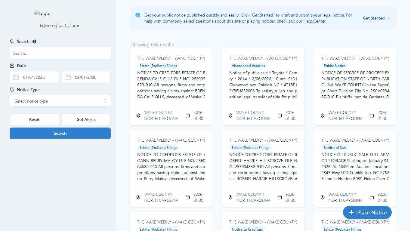 Public Notices The Wake Weekly - (Wake County)